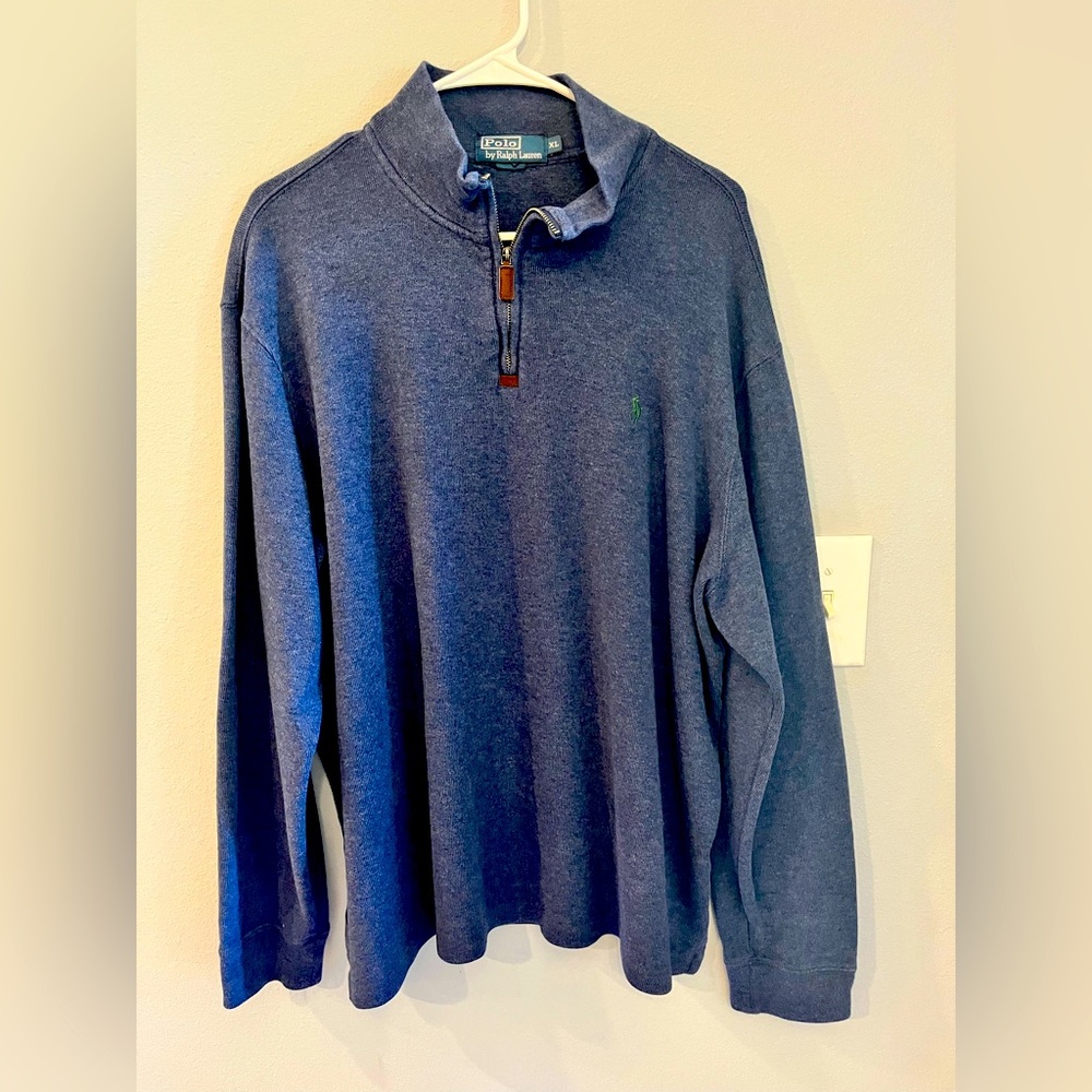 Ralph Lauren Navy Knit Cotton Quarter-Zip